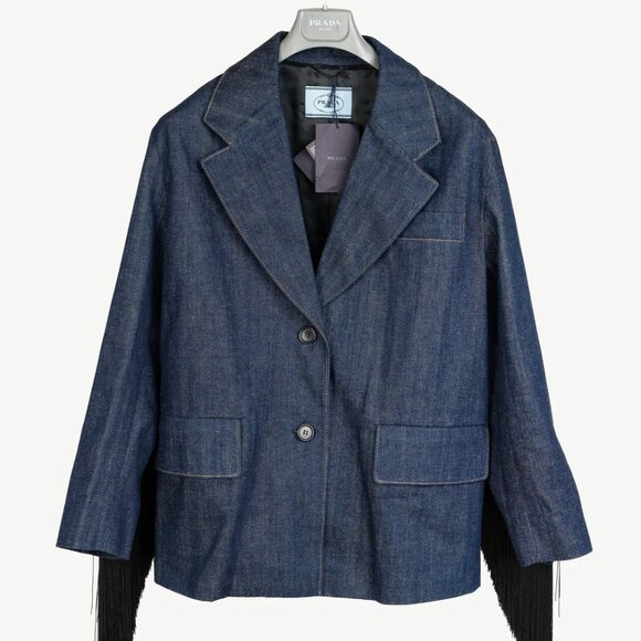 Prada AW/20 Denim Fringe Blazer - Picture 1 of 16